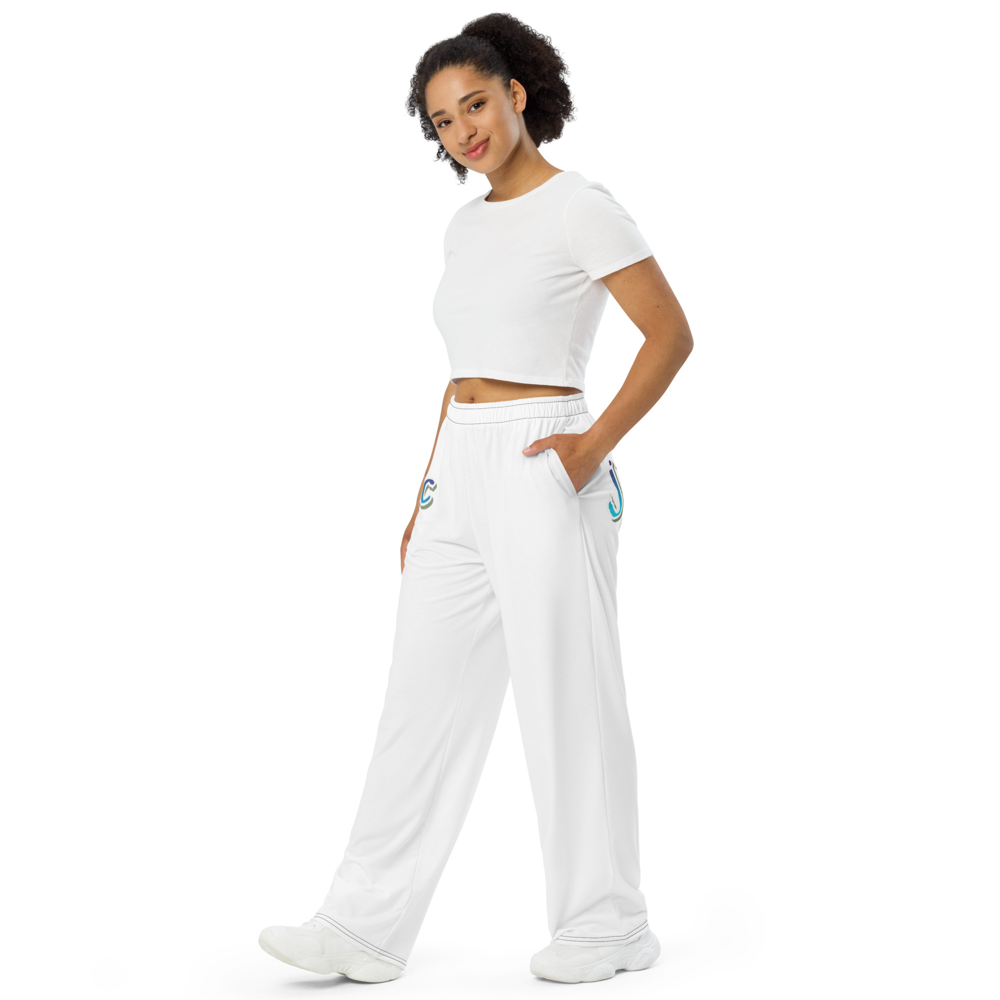 All-over print unisex wide-leg pants - Image 6